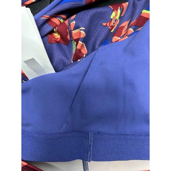 Athleta Floral Racerback Crop Top Built In Bra size Large Purple Pink D51 - Picture 5 of 9